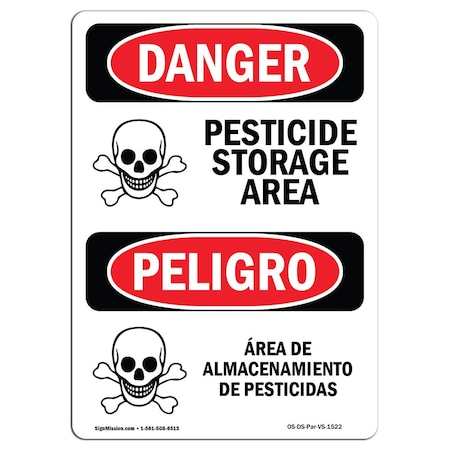 Signmission Safety Sign, OSHA Danger, 24" Height, Pesticide Storage Area Bilingual Spanish OS-DS-D-1824-VS-1522